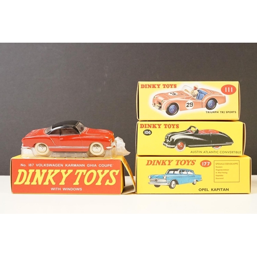 1051 - 28 Boxed Atlas / Norev  Dinky diecast models to include 14 Triporteur, 104 Aston Martin DB3S, 182 Po... 