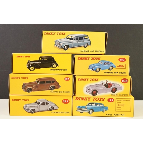 1054 - 28 Boxed Atlas / Norev  Dinky diecast models to include 105 Triumph TR2 Sports, 39A Packard Eight Se... 