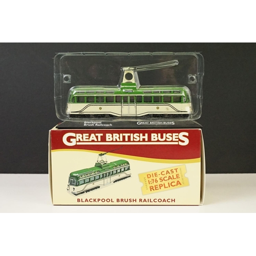 1060 - 18 Boxed Atlas Editions Great British Buses 1/76 scale diecast models. (Diecast ex, boxes show some ... 