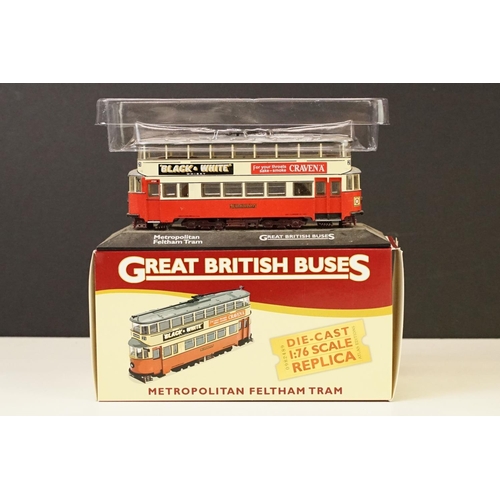 1060 - 18 Boxed Atlas Editions Great British Buses 1/76 scale diecast models. (Diecast ex, boxes show some ... 