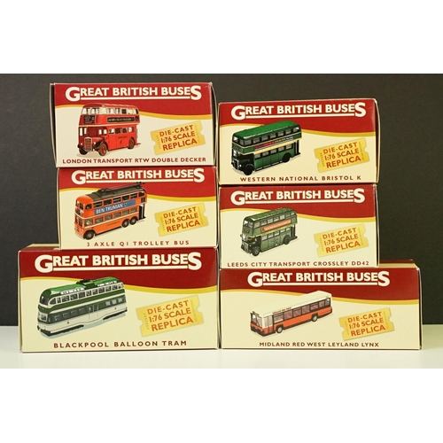 1060 - 18 Boxed Atlas Editions Great British Buses 1/76 scale diecast models. (Diecast ex, boxes show some ... 