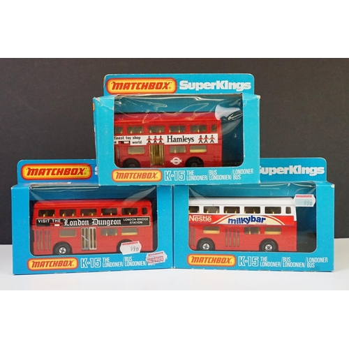 1067 - Seven boxed Matchbox SuperKings / King Size diecast models to include K87 Tractor and Rotary Rake, K... 