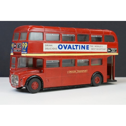 1324 - Triang Spot On 145 LT Routemaster Bus with Ovaltine decals, showing paint loss and wear particularly... 