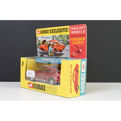 1328 - Two boxed Corgi Exclusive 'Golden Jacks' diecast models to include 341 Mini Marcos GT 850 in metalli... 