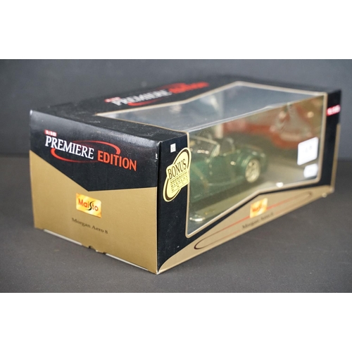 1127 - Four boxed diecast models to include 2 x Maisto 1/18 Premiere Edition 36637 Morgan Aero 8 (boxes sho... 