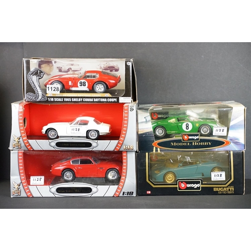 1128 - Collection of five boxed 1/18 scale diecast models to include Burago Model Hobby Ferrari 250 LM, Bur... 