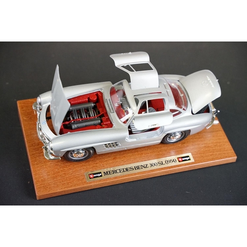 1129 - Six boxed 1/18 and 1/24 scale Burago diecast models to include Mercedes-Benz 300 SL 1954, Lamborghin... 