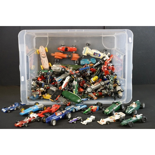 1159 - Collection of diecast & plastic racing car models to include Dinky, Matchbox, Corgi, Politoys, Brumm... 