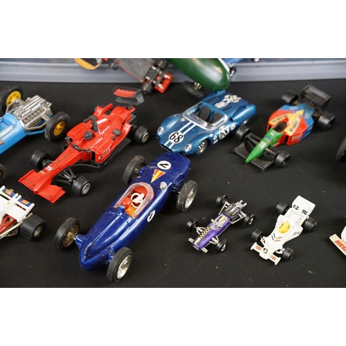 1159 - Collection of diecast & plastic racing car models to include Dinky, Matchbox, Corgi, Politoys, Brumm... 