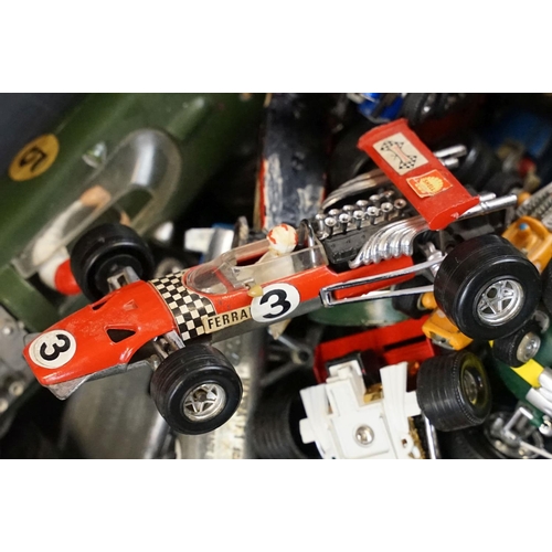 1159 - Collection of diecast & plastic racing car models to include Dinky, Matchbox, Corgi, Politoys, Brumm... 