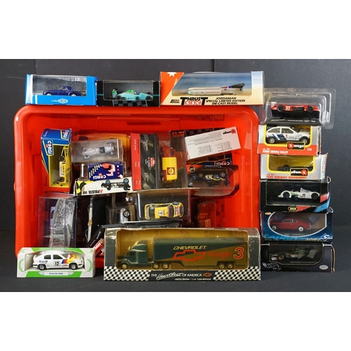 1160 - Collection of around 50 various boxed / cased diecast models to include Burago Ford Sierra Rally, So... 