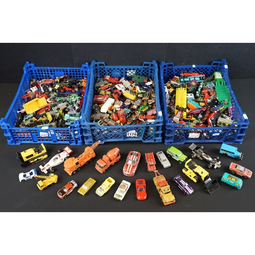 1176 - Collection of over 100 play worn diecast models, featuring mid 20th C examples, to include Matchbox,... 