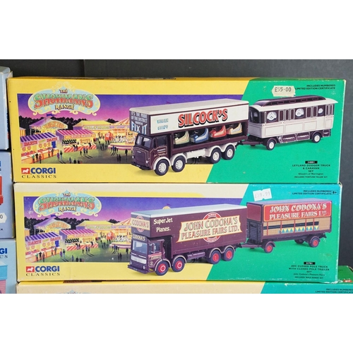 1182 - 13 Boxed Corgi diecast models to include 7 x The Showmans Range (09901, 15901, 24801, 21701, 16502 &... 