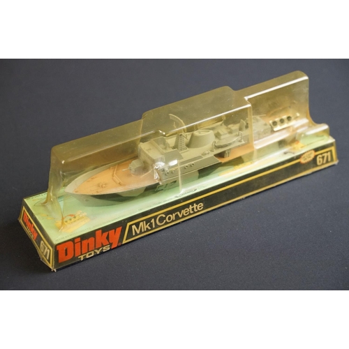 1191 - Six boxed Dinky diecast models to include 672 OSA2 Missile Boat, 673 Submarine Chaser, 675 Motor Pat... 