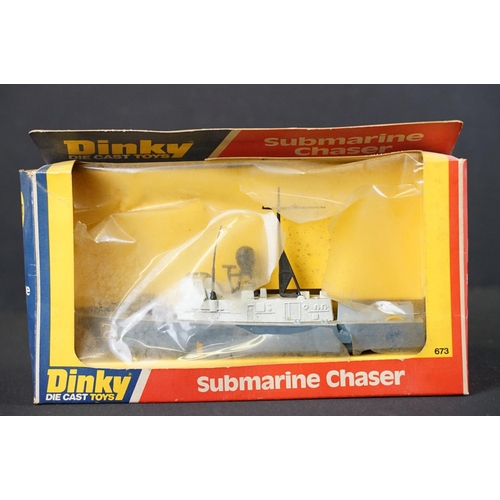 1191 - Six boxed Dinky diecast models to include 672 OSA2 Missile Boat, 673 Submarine Chaser, 675 Motor Pat... 