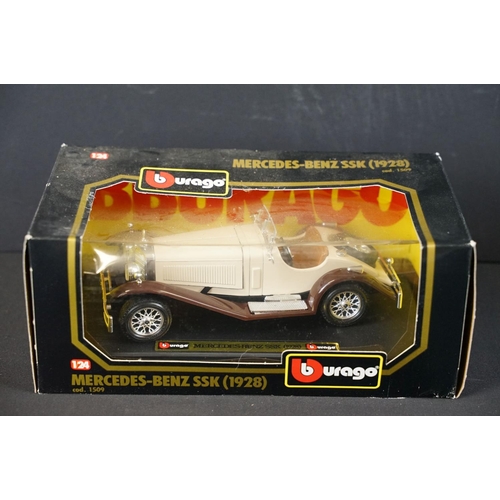 1192 - Two boxed Burago 1/24 diecast models to include 1509 Mercedes Benz SSK and 1502 Jaguar XK120 Roadste... 