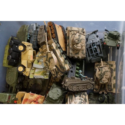 1200 - Collection of around 50 play worn army related diecast models to include Corgi, Britains and Polisti... 