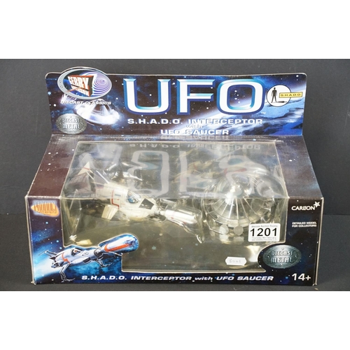 1201 - Boxed Product Enterprise Gerry Anderson UFO SHADO Interceptor with UFO Saucer diecast model, diecast... 