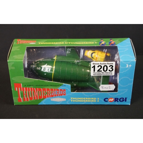 1203 - Four boxed / cased Corgi Hornby Thunderbirds diecast models to include CC00901 Thunderbirds 1 & 3, C... 