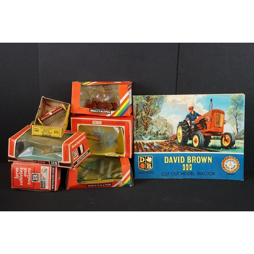 1107 - Group of Britains farming implements models to include boxed 9554 Gang Roller, boxed, Rotary Tedder ... 