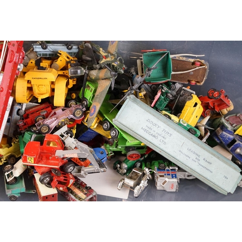 1108 - Collection of around 35 play worn diecast models to include Dinky, Corgi, Britains and Matchbox exam... 