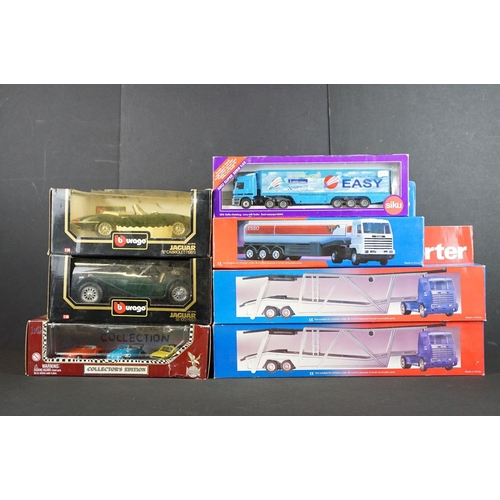 1117 - Seven boxed diecast models to include 2 x Burago 1/18 (Jaguar E Cabriolet and Jaguar SS100), 3 x Pro... 