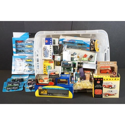 1118 - Collection of around 60 boxed/ cased/ carded diecast models to include 3 x Vanguards featuring VA170... 