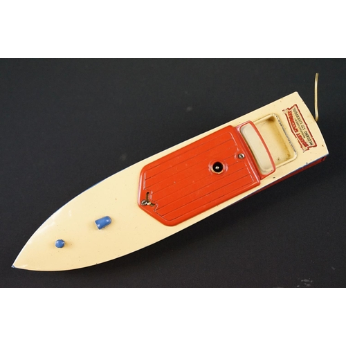 1227 - Boxed Hornby Speed Boat No 2 'Swift' clockwork model in red, with key and instructions, in a gd cond... 