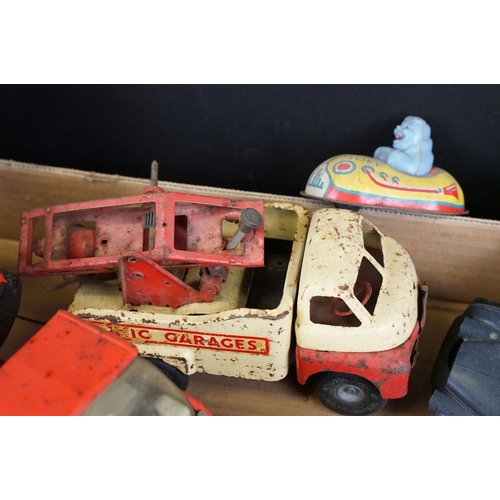 1233 - 14 Mid 20th C onwards play worn tinplate & plastic models / toys featuring Schuco 1250 (made in US Z... 