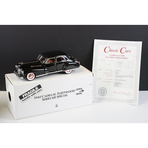 1282 - Boxed Danbury Mint 1941 Cadillac Fleetwood Series 60 Special diecast model, 1/24 scale, with certifi... 