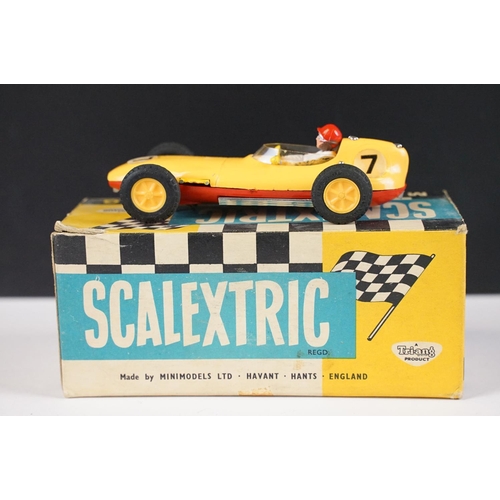 1286 - Five boxed Triang Scalextric racing car models to include C54 Lotus Racing Car in yellow, C82 Lotus ... 