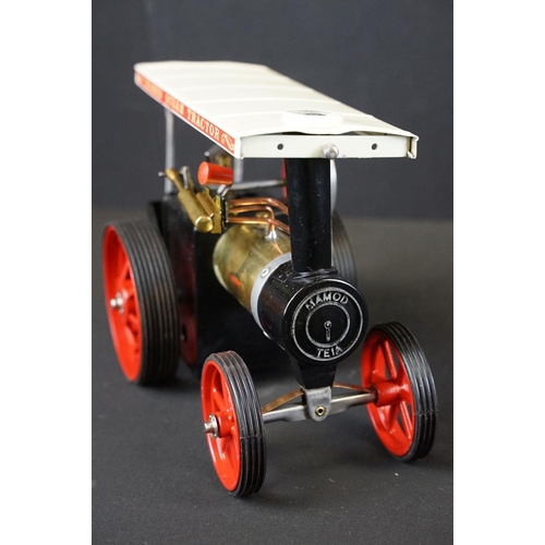 180 - Boxed Mamod TE1a Steam Tractor steam engine in main body brass, vg with tatty box