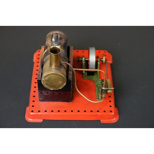 181 - Steam Engine - Mamod stationary single oscillating cylinder steam engine, with burner, base measures... 