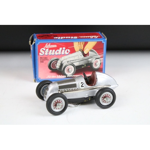 1349 - Boxed Schuco Studio Mercedes Grand Prix 1936 tinplate clockwork model, no 1050, with key, instructio... 