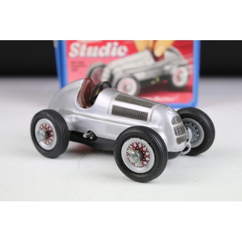 1349 - Boxed Schuco Studio Mercedes Grand Prix 1936 tinplate clockwork model, no 1050, with key, instructio... 