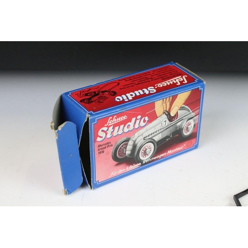 1349 - Boxed Schuco Studio Mercedes Grand Prix 1936 tinplate clockwork model, no 1050, with key, instructio... 