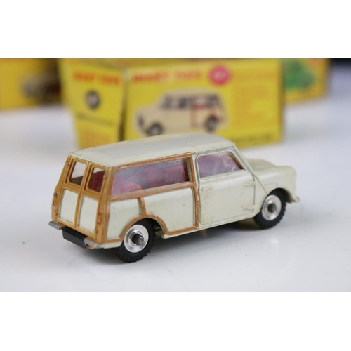 1352 - Six boxed Dinky diecast models to include 158 Riley Saloon in cream with green hubs, 164 Vauxhall Cr... 