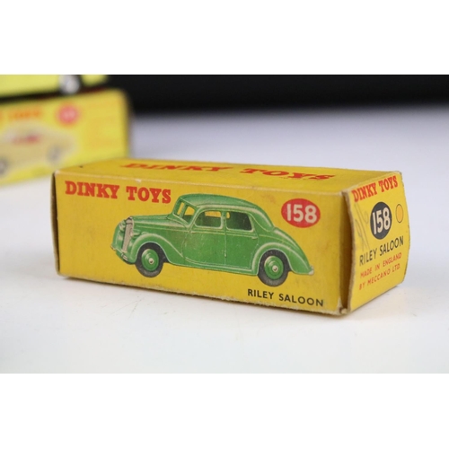 1352 - Six boxed Dinky diecast models to include 158 Riley Saloon in cream with green hubs, 164 Vauxhall Cr... 