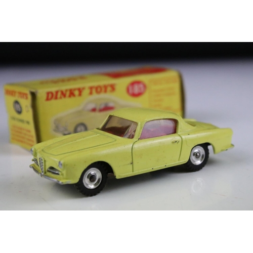 1352 - Six boxed Dinky diecast models to include 158 Riley Saloon in cream with green hubs, 164 Vauxhall Cr... 