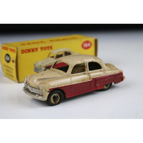 1352 - Six boxed Dinky diecast models to include 158 Riley Saloon in cream with green hubs, 164 Vauxhall Cr... 