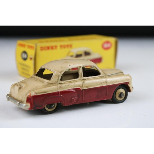 1352 - Six boxed Dinky diecast models to include 158 Riley Saloon in cream with green hubs, 164 Vauxhall Cr... 