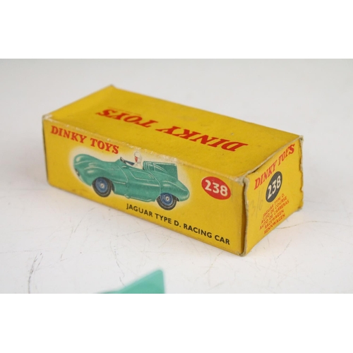 1353 - Seven boxed Dinky diecast models to include 260 Royal Mail Van, 238 Jaguar Tyoe D Racing Car in turq... 