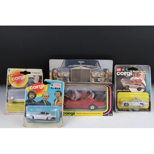 1354 - Three carded Corgi diecast models to include 40 James bond 007 Aston Martin, The Professionals & 71 ... 