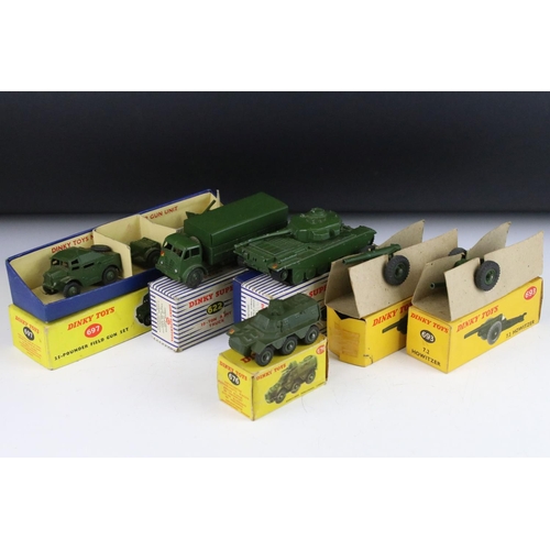 1355 - Six boxed Dinky military diecast models to include 697 25 Pounder Field Gun Set, 2 x 693 7.2 Howitze... 