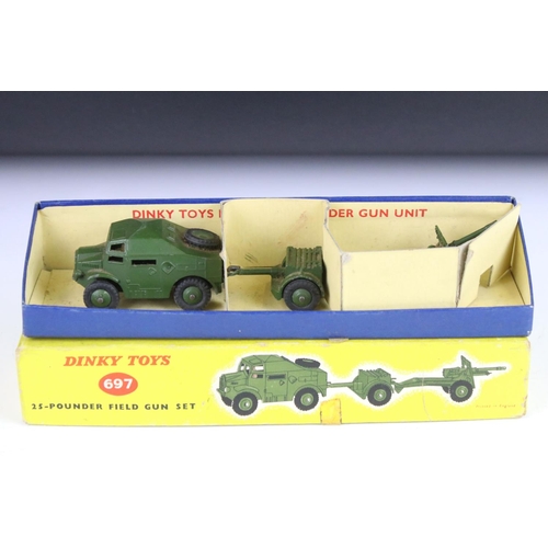 1355 - Six boxed Dinky military diecast models to include 697 25 Pounder Field Gun Set, 2 x 693 7.2 Howitze... 