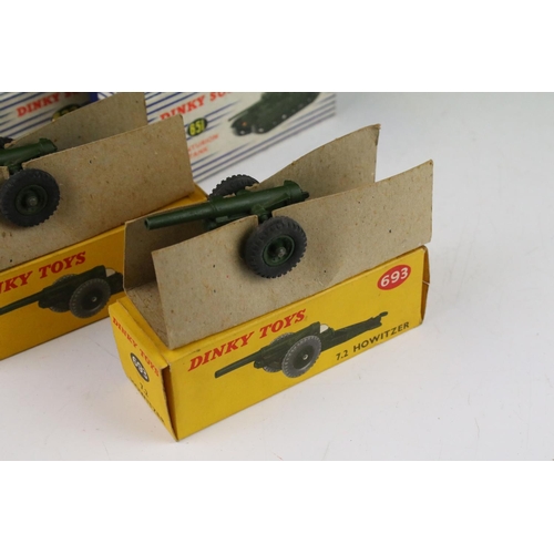 1355 - Six boxed Dinky military diecast models to include 697 25 Pounder Field Gun Set, 2 x 693 7.2 Howitze... 