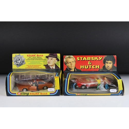 1357 - Two boxed Corgi TV related diecast model & figure sets to include 290 Kojak Buick (box shows denting... 