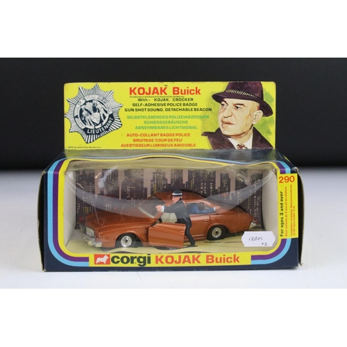 1357 - Two boxed Corgi TV related diecast model & figure sets to include 290 Kojak Buick (box shows denting... 