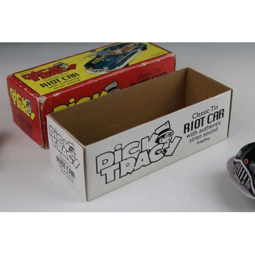 1358 - Collection of diecast models and figures to include a boxed Schylling Dick Tracy Classic Tin Riot Ca... 