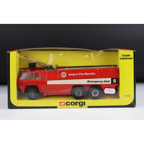 1359 - Two boxed Corgi diecast fire models to include 1118 Chubb Pathfinder Airport Services (diecast ex, b... 